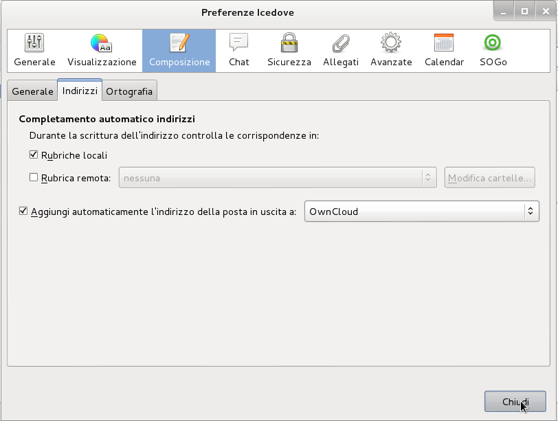 Conferma Opzioni Generali Rubrica Conferma Opzioni Generali Rubrica