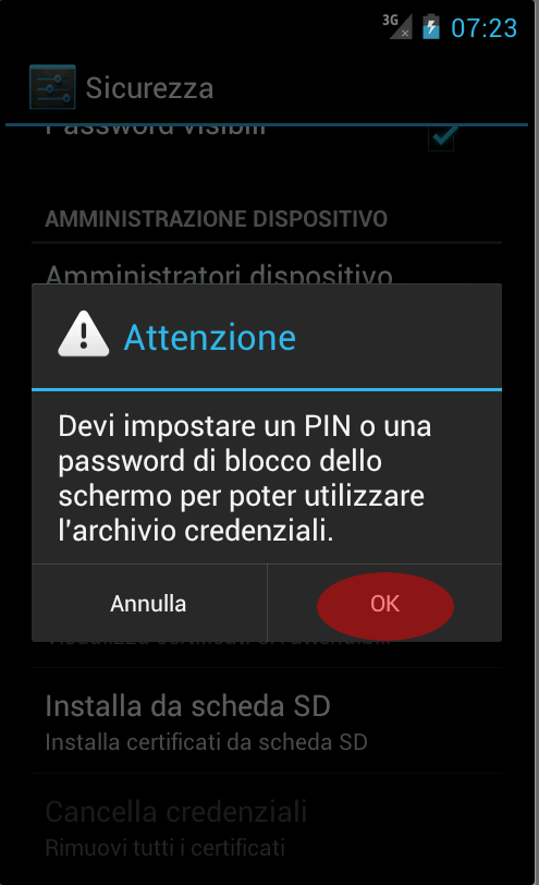 Richiesta impostazione PIN o password Richiesta impostazione PIN o password