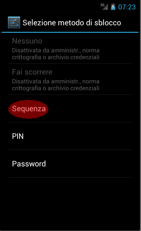 Seleziono sequenza Seleziono sequenza