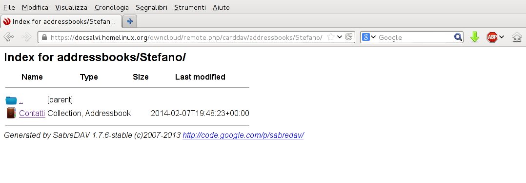 Indice dei contatti di OwnCloud Indice dei contatti di OwnCloud