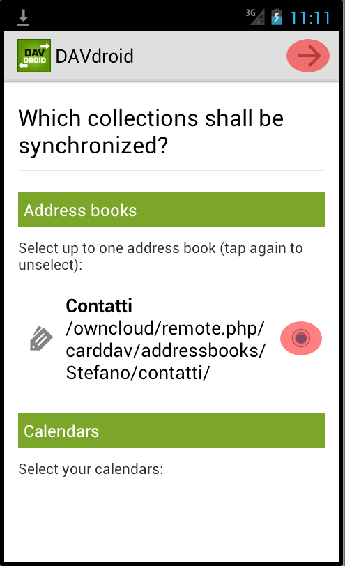 Seleziono la lista di contatti e faccio TAP su freccia a destra Seleziono la lista di contatti e faccio TAP su freccia a destra