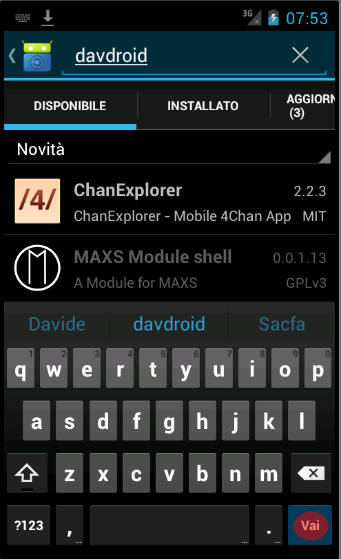 Ricerca di DAVdroid - TAP su Vai Ricerca di DAVdroid - TAP su Vai