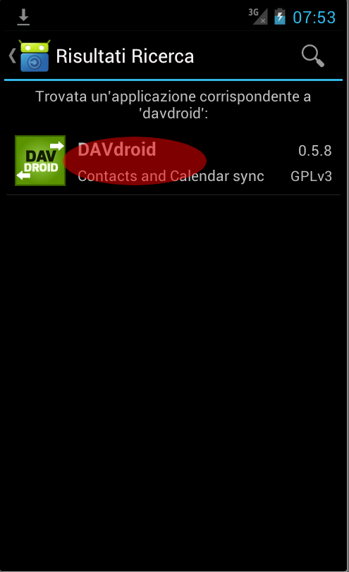 TAP su DAVdroid TAP su DAVdroid