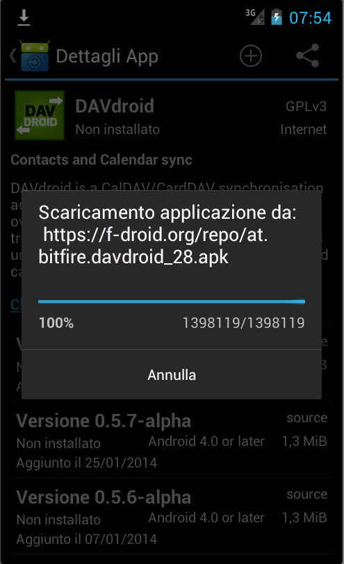 Scaricamento di DAVdroid Scaricamento di DAVdroid