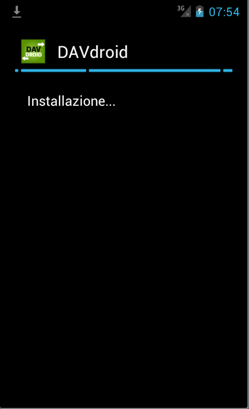 Installazione di DAVdroid in corso Installazione di DAVdroid in corso
