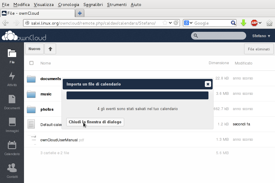 Importazione avvenuta crrettamente - clicchiamo su Chiudi la finestra di dialogo Importazione avvenuta crrettamente - clicchiamo su Chiudi la finestra di dialogo