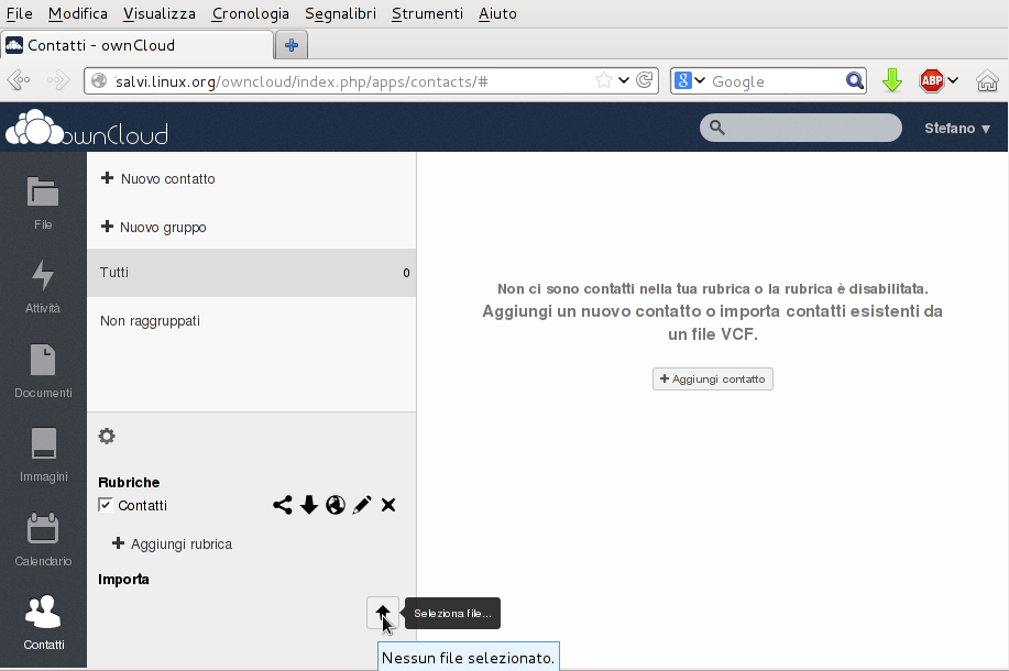 Clicchiamo sulla freccia dell'importazione Clicchiamo sulla freccia dell'importazione