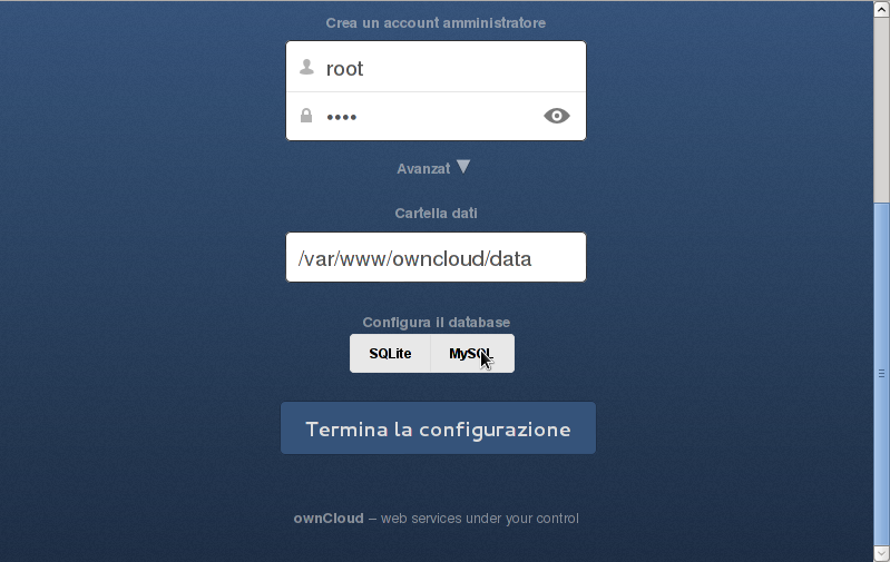 Selezione del DB Selezione del DB