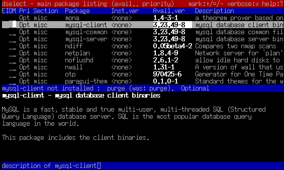 Selezioneremo POSTGRESQL-DOC con il tasto INS