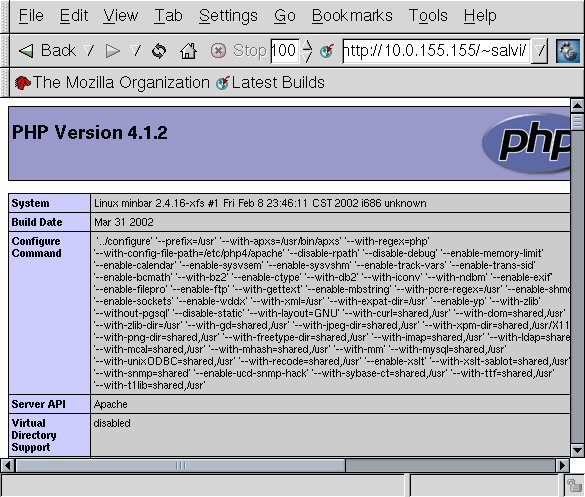 Pagina in PHP caricata dall'area personale
