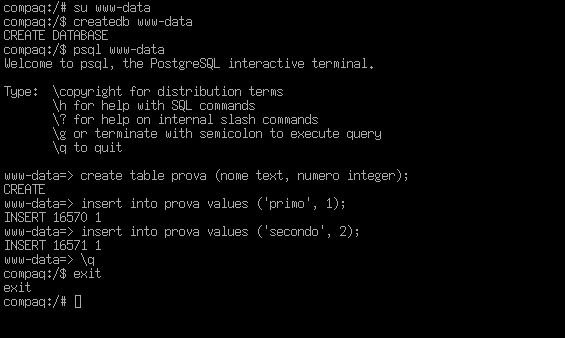 Creo un database, una tabella e la popolo