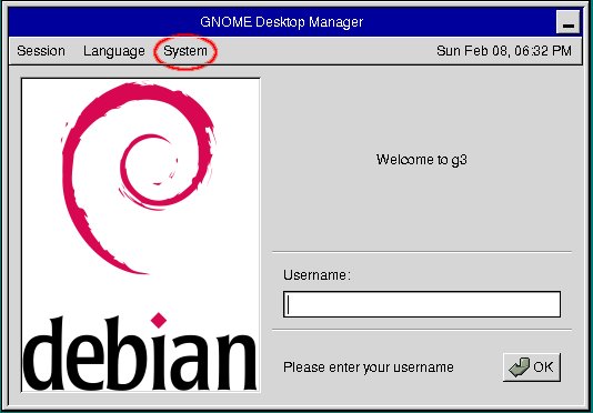 Menu' System di GDM