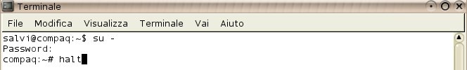 GNOME terminal - comando halt