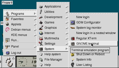 Menu' GNOME terminal