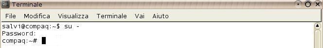 GNOME terminal - prompt di root